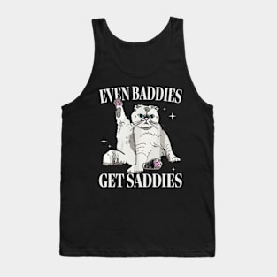 Even Baddies Get Saddies Retro Cat Mental Health Tank Top